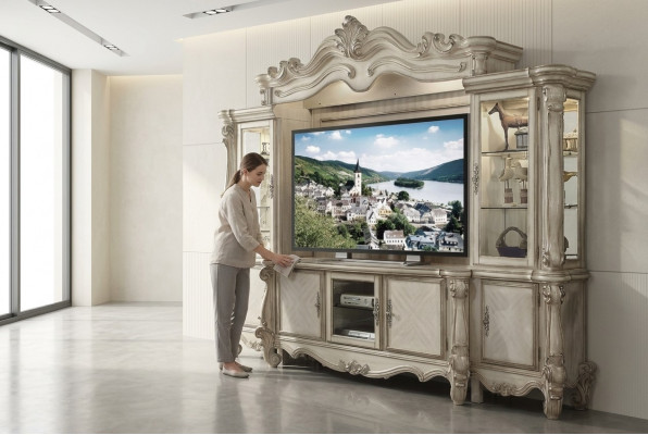 Klassesch Wunnwand TV Wand Holz Stil Barock Regal Wunnzëmmer Miwwelen