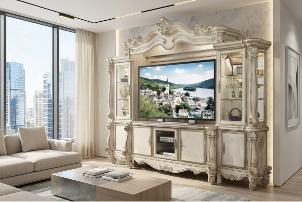 Klassesch Wunnwand TV Wand Holz Stil Barock Regal Wunnzëmmer Miwwelen