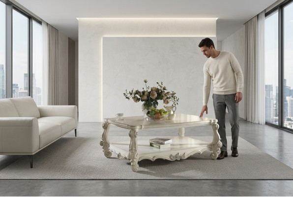 Edlen Designer Klassesch Canapé Deko Säitentisch Dësch Holz Barock