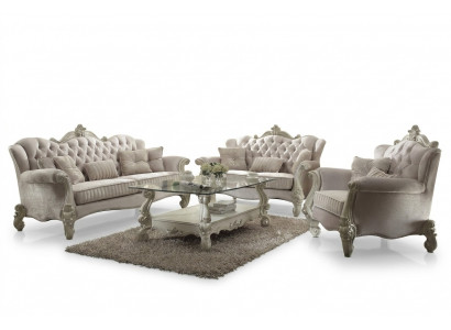 Luxus Miwwelen Sofagarnitur Canapé Deko Sofa Polster 3+2+1 Setzer + Dësch
