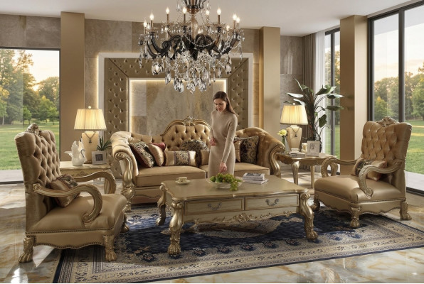 Luxus Miwwelen Sofagarnitur Couch Sofa Polster 3+1+1 Sëtz mat Dësch.