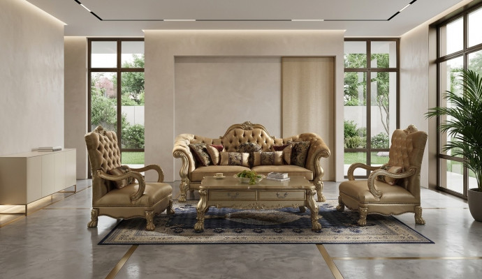 Luxus Miwwelen Sofagarnitur Couch Sofa Polster 3+1+1 Sëtz mat Dësch.