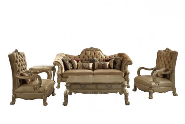 Luxus Miwwelen Sofagarnitur Couch Sofa Polster 3+1+1 Sëtz mat Dësch.