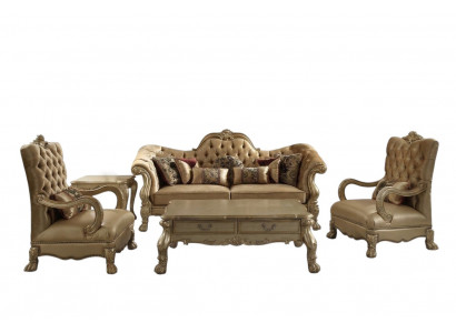 Luxus Miwwelen Sofagarnitur Couch Sofa Polster 3+1+1 Sëtz mat Dësch.