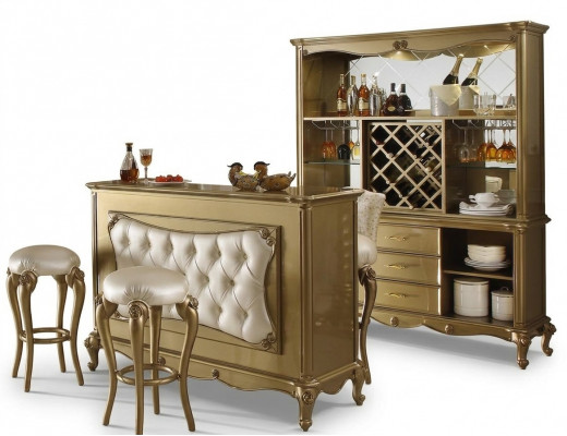 Komplett Bar 4 Deeler Garnitur Bartresen 2x Barhocker Schaf Barock Rokoko Set