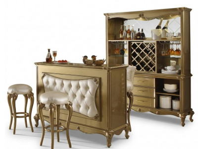 Komplett Bar 4 Deeler Garnitur Bartresen 2x Barhocker Schaf Barock Rokoko Set