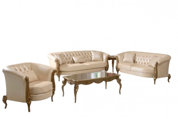 Luxus Miwwelen Sofagarnitur Couch Sofa Polster 3+2+1 Sëtzer mat Dësch fir déi säitlech Couchë.