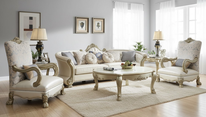 Luxus Miwwelen Sofagarnitur Couch Sofa Polster 4+1+1 Sëtzer mat Dësch.