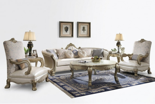Luxus Miwwelen Sofagarnitur Couch Sofa Polster 4+1+1 Sëtzer mat Dësch.