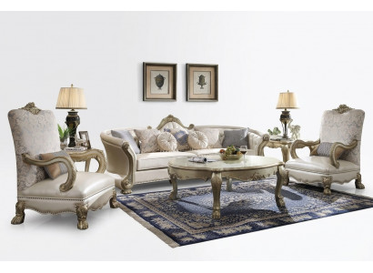 Luxus Miwwelen Sofagarnitur Couch Sofa Polster 4+1+1 Sëtzer mat Dësch.