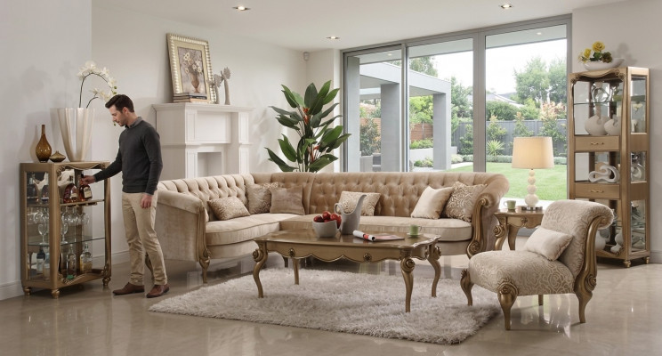 Ecksofa L-Form Sofa Canapé Design Canapéë Polster Textil Sofa Garnitur Holz Canapéen
