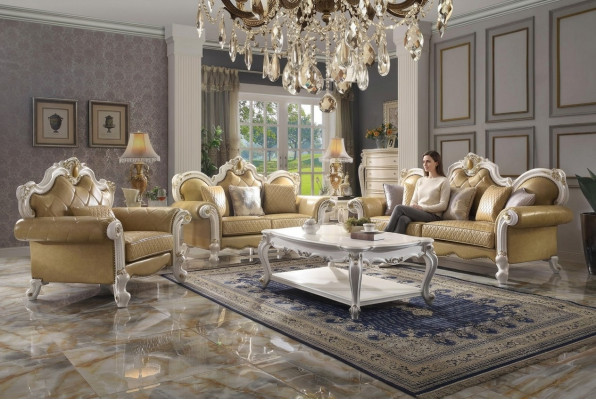 Klassesch Sofa Garnitur 3+2+1 Sëtzer Ledersofa Canapé Lieder 3tlg. Set