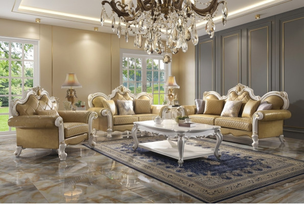 Klassesch Sofa Garnitur 3+2+1 Sëtzer Ledersofa Canapé Lieder 3tlg. Set
