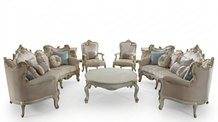 Luxus Miwwelen Sofagarnitur Canapé Sofa Polstermöbel 4+4+1+1 Sëtzer mat Dësch