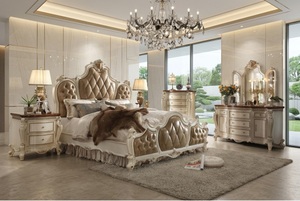 Klassesch Bett Duebelbett Design Bett 2x Nuetsdëscher Holzbetter Nei