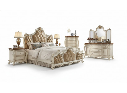 Klassesch Bett Duebelbett Design Bett 2x Nuetsdëscher Holzbetter Nei