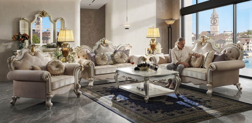 Luxus Sofa Design Canapé Polster Klassesch Miwwelen 3-Sëtz Dräisëtzer