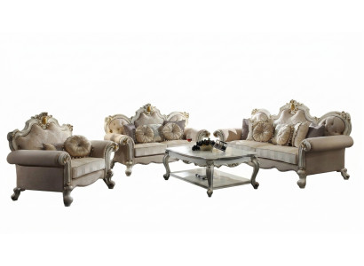 Luxus Sofa Design Canapé Polster Klassesch Miwwelen 3-Sëtz Dräisëtzer
