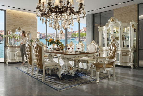 Klasseschen Iesszëmmer Set Designer Iessdësch 8 Stullen Komplett Garnitur Barock Rokoko