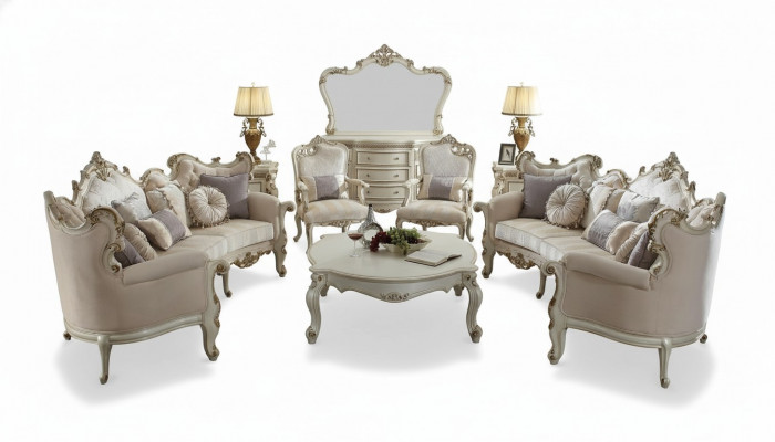 Halbronnen Véiersëtzer Wunnzëmmer Couch Textil Barock Rokoko Luxus Sofa