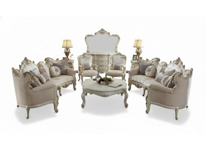 Halbronnen Véiersëtzer Wunnzëmmer Couch Textil Barock Rokoko Luxus Sofa
