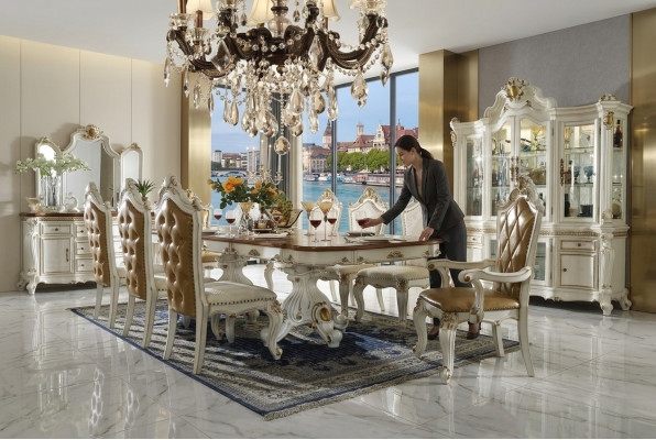Anrichte Luxus Schafschank Schafslued Vitrin Glas Antik Stil Barock Rokoko