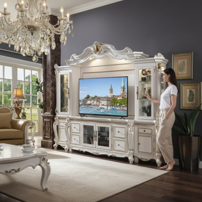 Fernsehwand Klassesch Wunnwand Echt Handaarbecht Holz Deko Vitrinn Regal