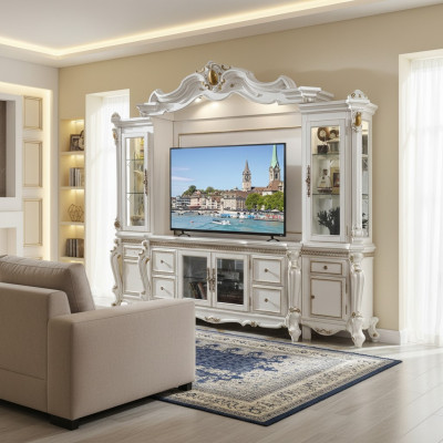 Fernsehwand Klassesch Wunnwand Echt Handaarbecht Holz Deko Vitrinn Regal