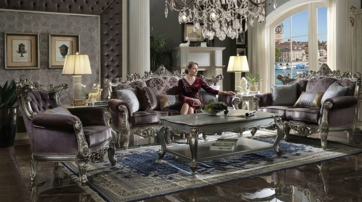 Helle Barock Wunnzëmmer Miwwelen Sofa Textil Couch Dräisëtzer Sëtz Polster