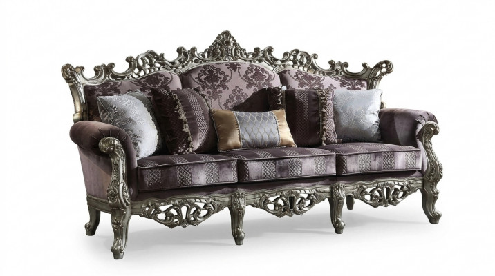 Helle Barock Wunnzëmmer Miwwelen Sofa Textil Couch Dräisëtzer Sëtz Polster