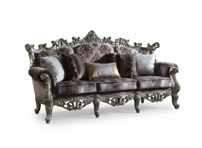 Helle Barock Wunnzëmmer Miwwelen Sofa Textil Couch Dräisëtzer Sëtz Polster
