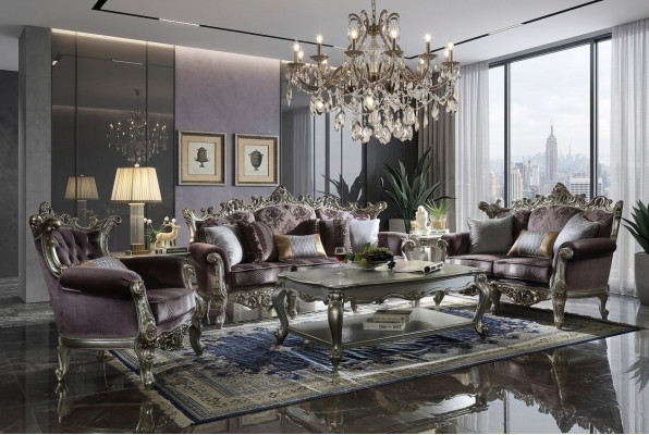 Luxusmiwwelen Sofa Sofa-Garnitur Canapé Polster 3+2+1 Sëtzer mat Dësch.