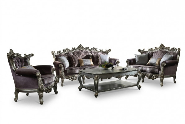 Luxusmiwwelen Sofa Sofa-Garnitur Canapé Polster 3+2+1 Sëtzer mat Dësch.