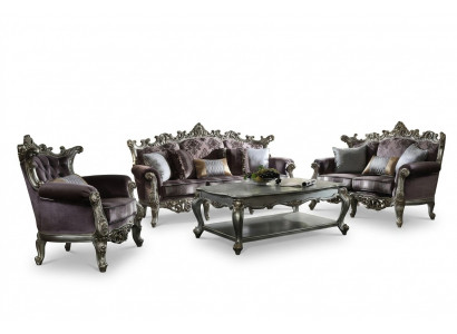 Luxusmiwwelen Sofa Sofa-Garnitur Canapé Polster 3+2+1 Sëtzer mat Dësch.