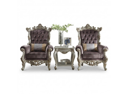 Polster 1 Sëtz Antik Stil Stull Beige Barock Holz Troun Kinnekleche Fautteuil