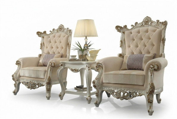 Thronsessel Kinnekslënsstull 1 Sëtz Antik Stil Still Beige Holz Barock