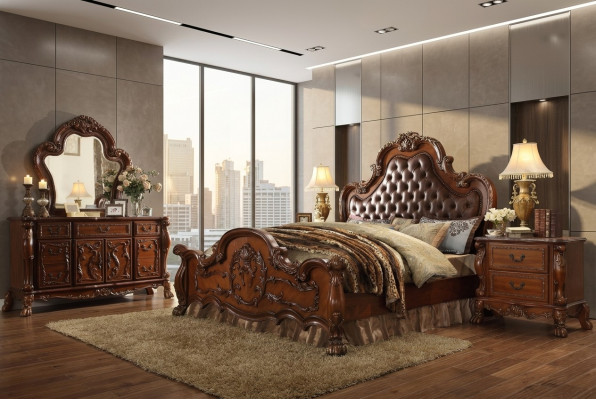 Design-Schlofzëmmer 5 Deeler Schlofzëmmer Komplett Set Bett Nuetsstand
