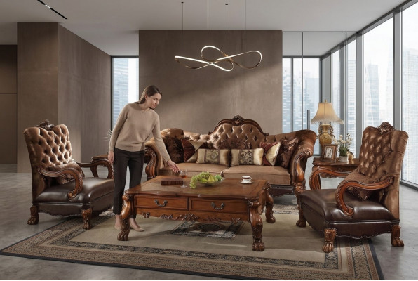 Design Sofagarnitur 3+1+1 Sëtzer Canapé Dësch Niecheldësch 6 Deeler Wunnzëmmer