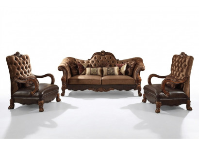 Design Sofagarnitur 3+1+1 Sëtzer Canapé Dësch Niecheldësch 6 Deeler Wunnzëmmer