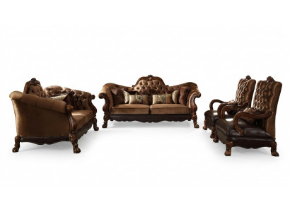 Sofa 3 Sëtzer Sëtz Canapé Polster Garnitur Stoff Sofas Canapéë Holz Chesterfield