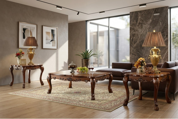 Klassesche Dësch Couchdësch Barock Niewendësch Sofa Design Wunnzëmmer