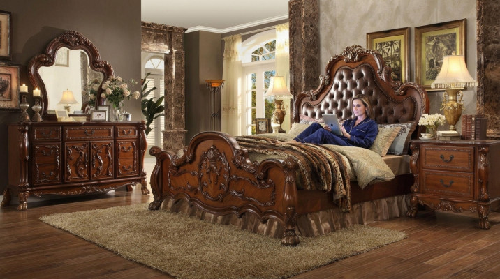 Bett 2x Nuetsdëscher 3tlg. Set Miwwelen Barock Rokoko Schlofzëmmer Set
