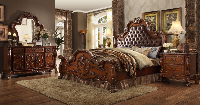 Bett 2x Nuetsdëscher 3tlg. Set Miwwelen Barock Rokoko Schlofzëmmer Set