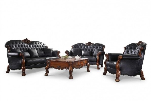 Komplett Set Sofagarnitur 3+1 Sëtzer Holz Wunnlandschaft 2tlg Grupp