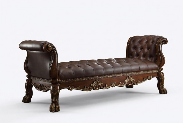 Chesterfield Canapé-Lige Ottoman Sofa Echt Lieder Relax Sëtz.