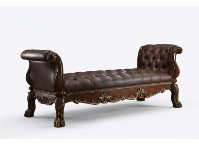 Chesterfield Canapé-Lige Ottoman Sofa Echt Lieder Relax Sëtz.
