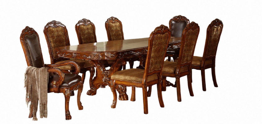 Klasseschen Iessdësch Dësch Holz Iesszëmmer Garnitur 6x Set Stull Stillen