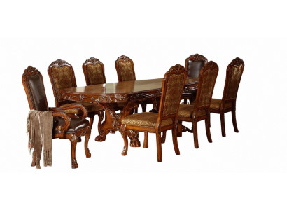 Klasseschen Iessdësch Dësch Holz Iesszëmmer Garnitur 6x Set Stull Stillen