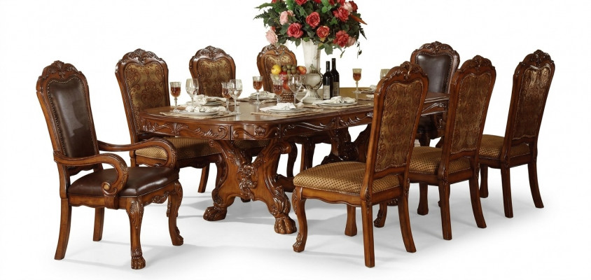 Design Iessdësch Iesszëmmer mat 8 Still Grupp Stull Dëscher Holz Dësch