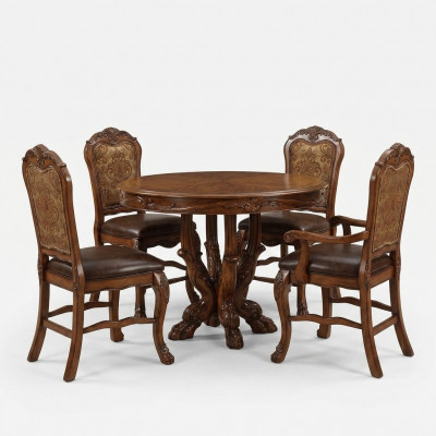 Set 4x Stull Eechent Holz Gepolster Sëtz Iesszëmmer Garnitur Iesszëmmer Stiller